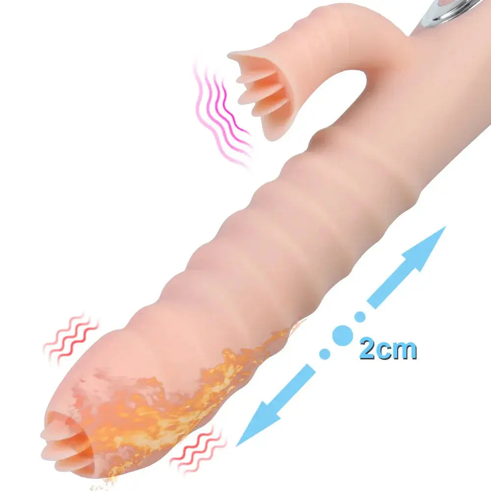 12 Vibration 5 Telescopic Modes Vagina G Spot Massager Heated Dildo Tongue Licking Vibrator Clitoris Stimulator - buysextoyth
