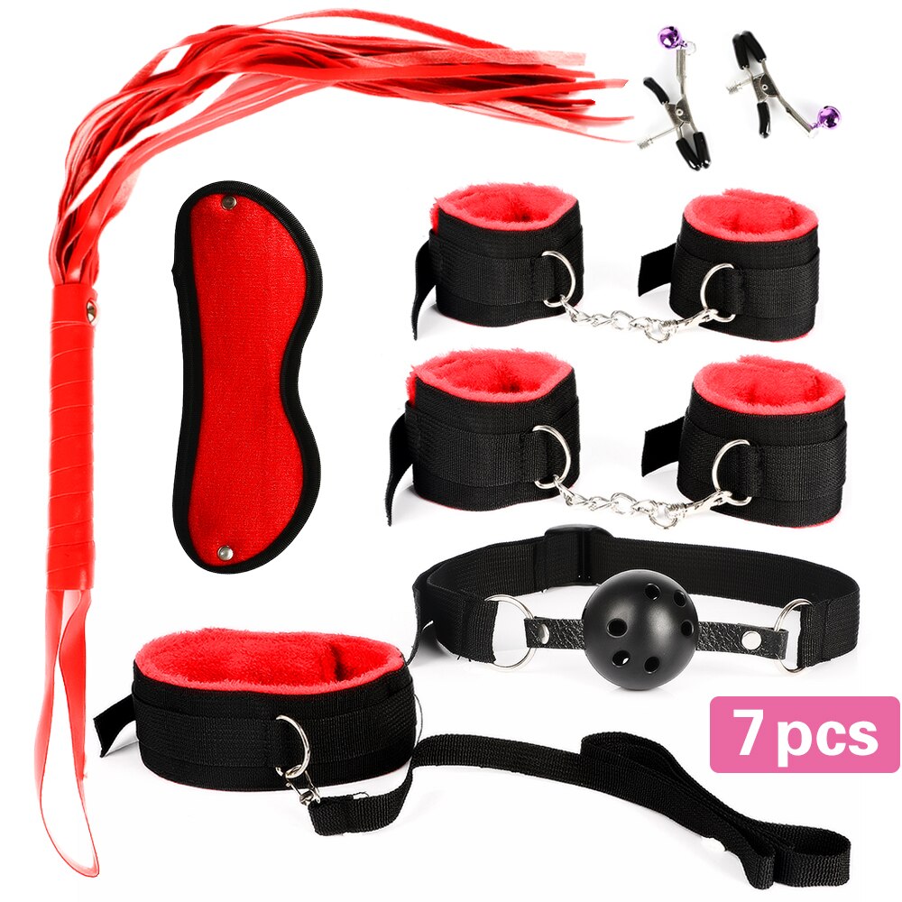 13pcs/set SM Bondage Restraint G Spot Vibrators Adult Game Props  Women Sex Toy Noylon Handcuffs Clit Stimulator Adult Sex Shop - buysextoyth