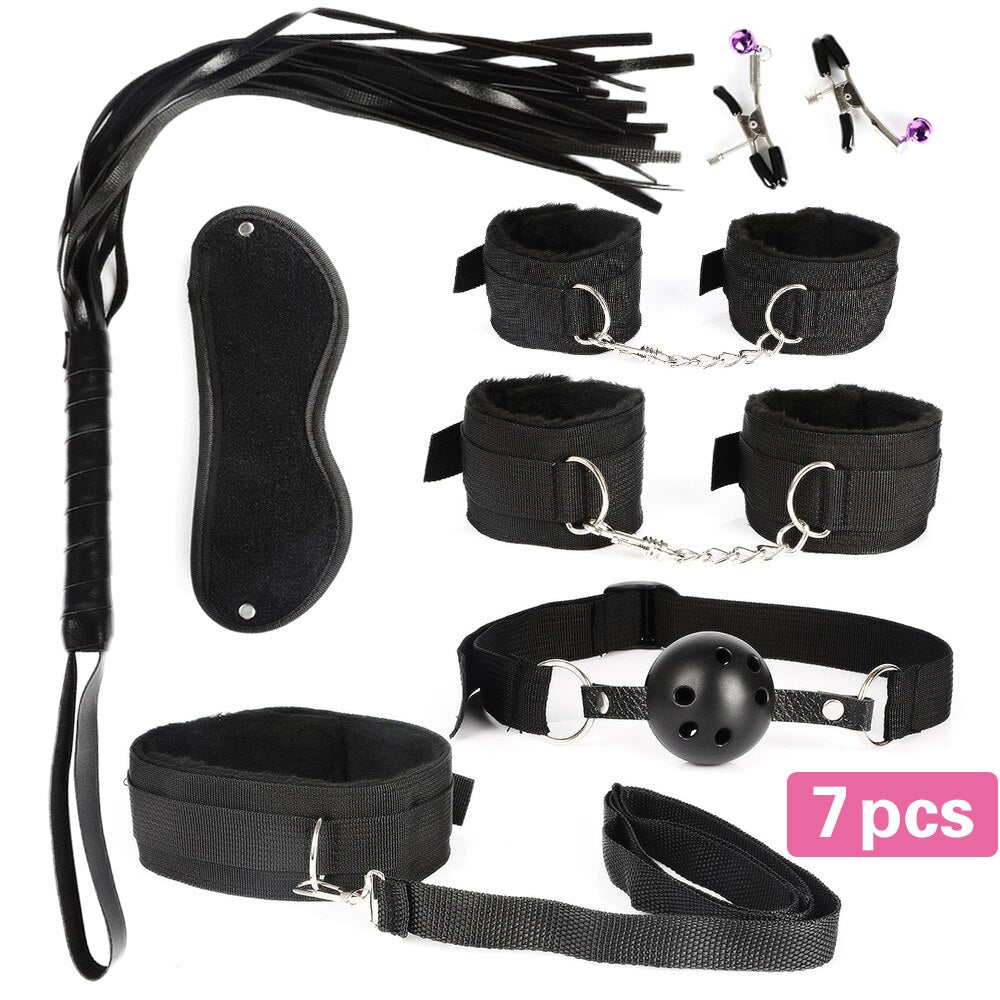 13pcs/set SM Bondage Restraint G Spot Vibrators Adult Game Props  Women Sex Toy Noylon Handcuffs Clit Stimulator Adult Sex Shop - buysextoyth