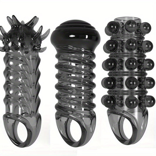 Men's Adult Sex Toy Penis Cover Sleeve Penis Extender Reusable Delay Ejaculation Add More Fun And Excitement - buysextoyth