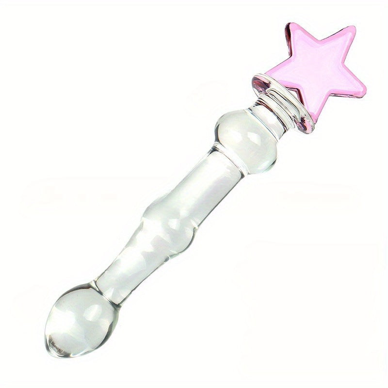 Sophisticated Elegant Pink Heart-Embellished Glass Stirring Rod - Female Sex Toys Anal Toys - buysextoyth