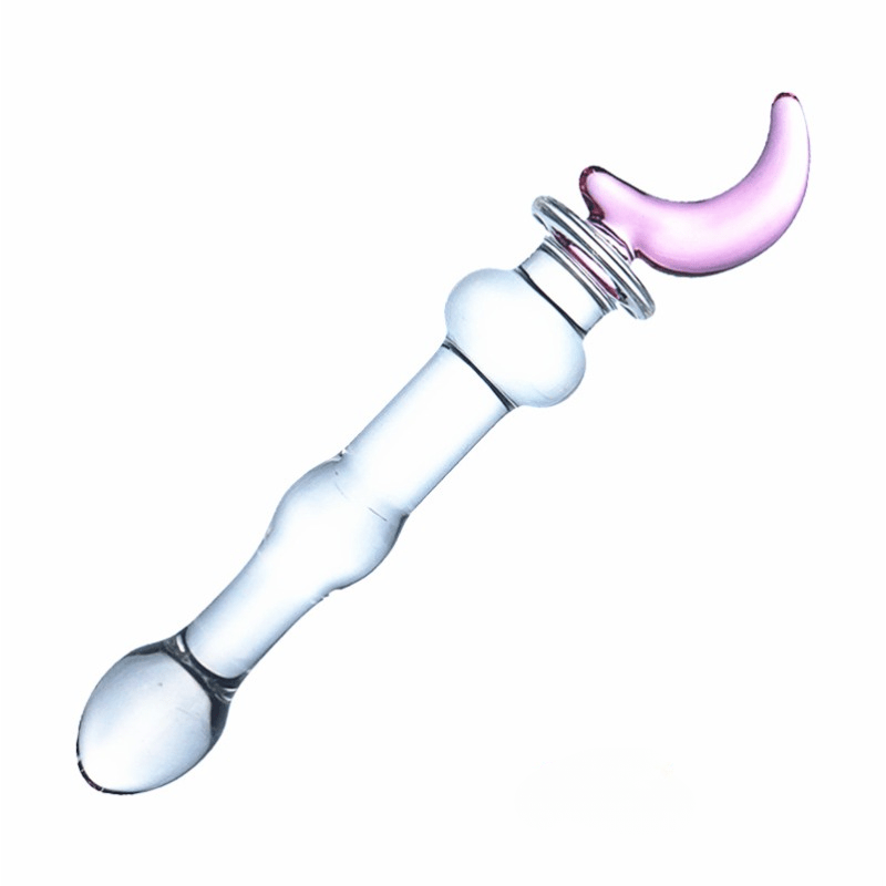 Sophisticated Elegant Pink Heart-Embellished Glass Stirring Rod - Female Sex Toys Anal Toys - buysextoyth