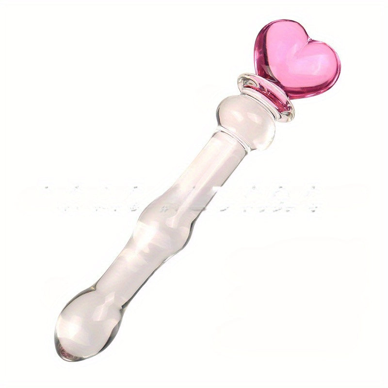 Sophisticated Elegant Pink Heart-Embellished Glass Stirring Rod - Female Sex Toys Anal Toys - buysextoyth