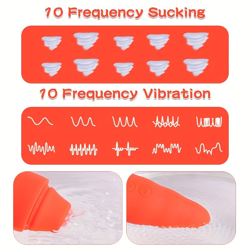Fairykiss Carrot-Shaped Female Vibrator With 10 Vibration & Sucking Modes. Rechargeable Lithium Battery. Waterproof Silicone Clitoris And G-Spot Stimulator With Suction Cup For Hands-Free Play - buysextoyth