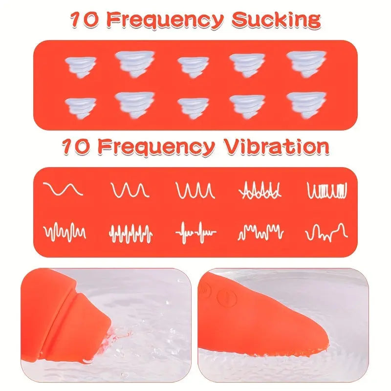 Fairykiss Carrot-Shaped Female Vibrator With 10 Vibration & Sucking Modes. Rechargeable Lithium Battery. Waterproof Silicone Clitoris And G-Spot Stimulator With Suction Cup For Hands-Free Play - buysextoyth
