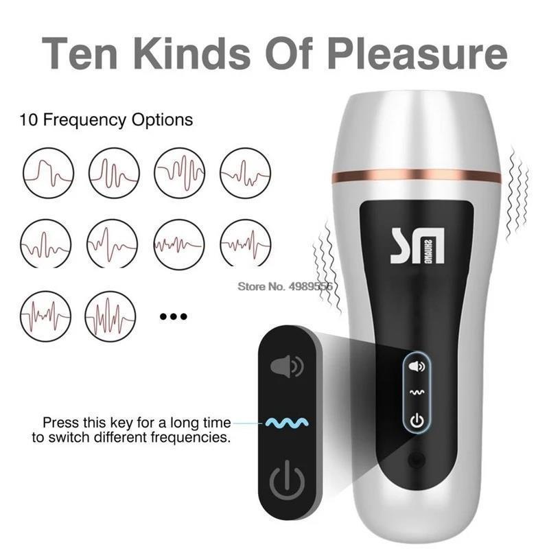 18 + ชาย Masturbator อวัยวะเพศชายปั๊ม Vibrator ผู้ใหญ่ความอดทนการออกกำลังกายช่องคลอดประดิษฐ์10ความเร็วอวัยวะเพศชาย Delay Trainer เซ็กซ์ทอยสำหรับ Me - buysextoyth