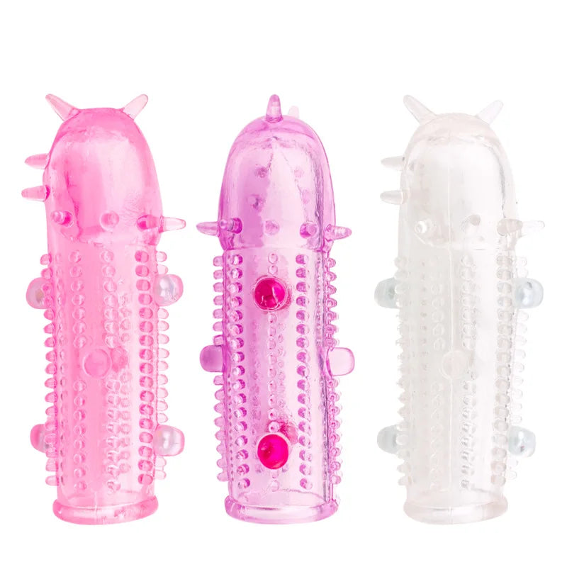 1PC Reusable Pearl Crystal Delay Enlargement Condom Wave Point Penis Extension Sleeves For Man Adult Intimate Goods Cock Ring - buysextoyth