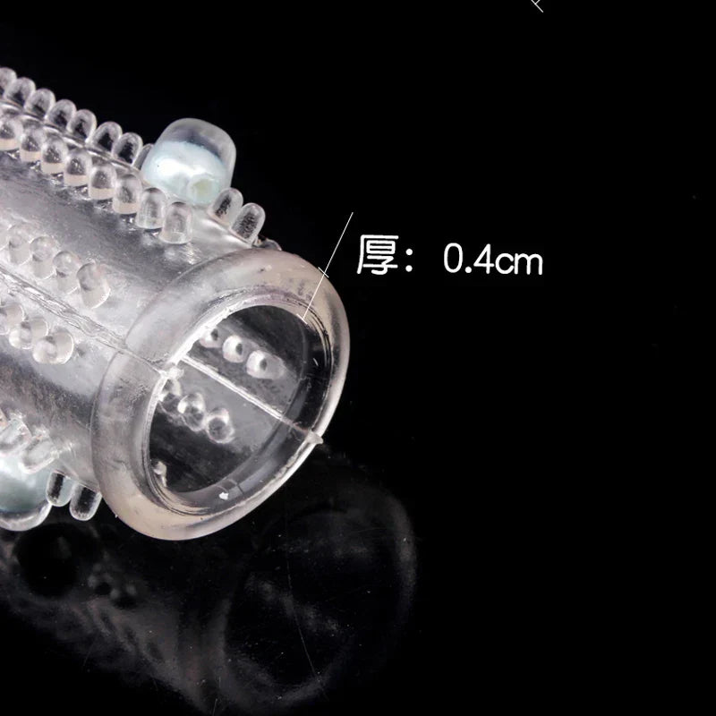 1PC Reusable Pearl Crystal Delay Enlargement Condom Wave Point Penis Extension Sleeves For Man Adult Intimate Goods Cock Ring - buysextoyth