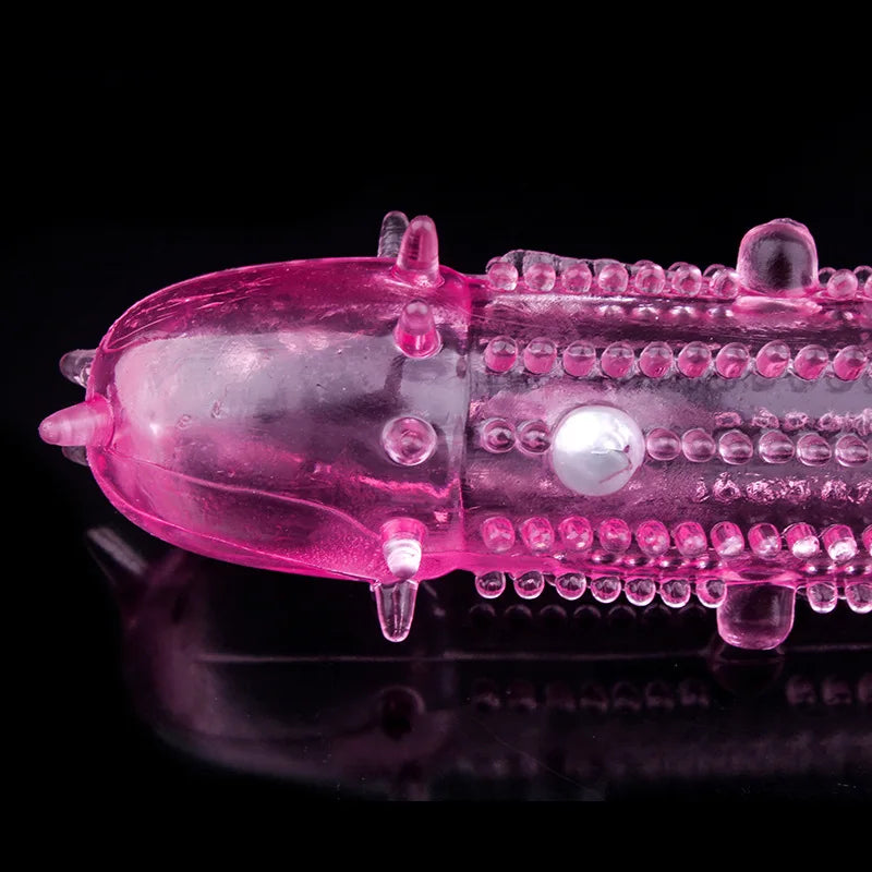 1PC Reusable Pearl Crystal Delay Enlargement Condom Wave Point Penis Extension Sleeves For Man Adult Intimate Goods Cock Ring - buysextoyth