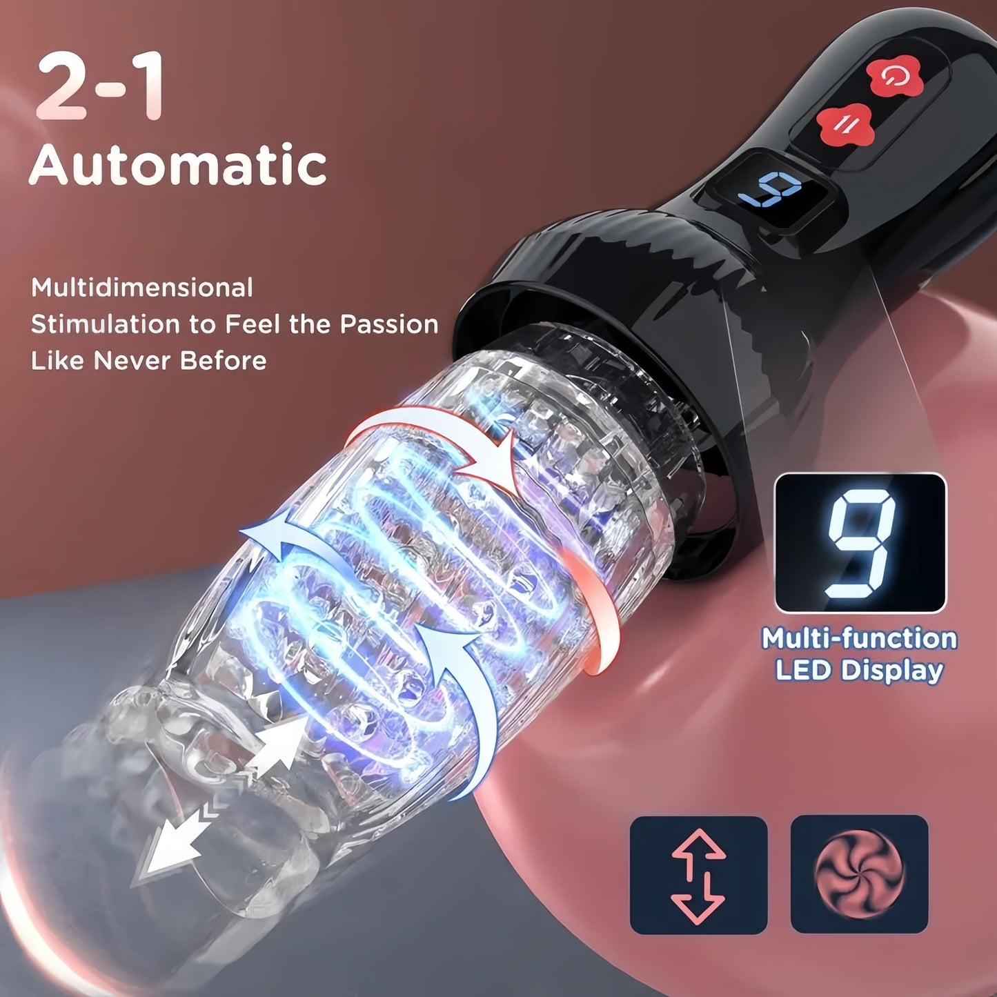 Ultimate Male Masturbator Sex Toy. Automatic 9 Thrusting & Rotating Modes. TPE Material. USB Powered. Hand Washable. Solid Color Design. Adult Pleasure Machine for Men - buysextoyth