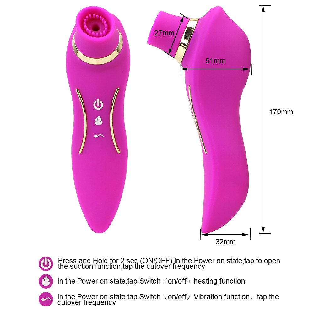 2 In 1 Heating Nipple Sucker Vibrator Dildo Vagina Stimulation Vibrating Strong Suction Dual Head Clitoris Sex Toys for Woman - buysextoyth