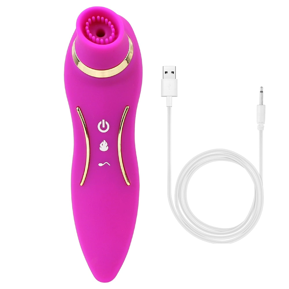 2 In 1 Heating Nipple Sucker Vibrator Dildo Vagina Stimulation Vibrating Strong Suction Dual Head Clitoris Sex Toys for Woman - buysextoyth