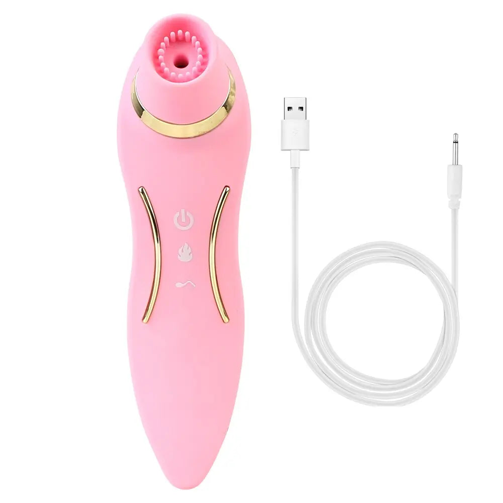 2 In 1 Heating Nipple Sucker Vibrator Dildo Vagina Stimulation Vibrating Strong Suction Dual Head Clitoris Sex Toys for Woman - buysextoyth