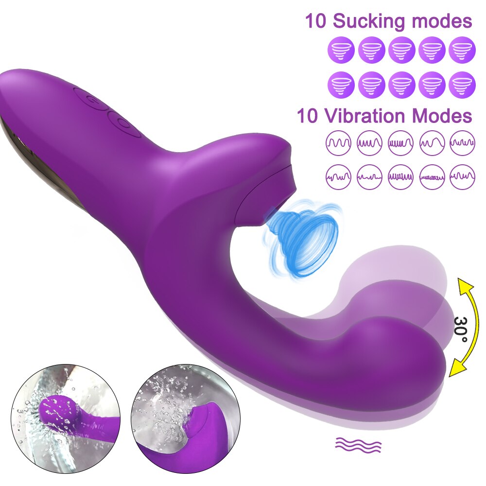 20ความเร็วที่มีประสิทธิภาพ Dildo Vibrator หญิง Clit Sucker Clitoris Stimulator เลียนแบบนิ้วมือ Wiggling เซ็กซ์ทอยสำหรับสตรี - buysextoyth