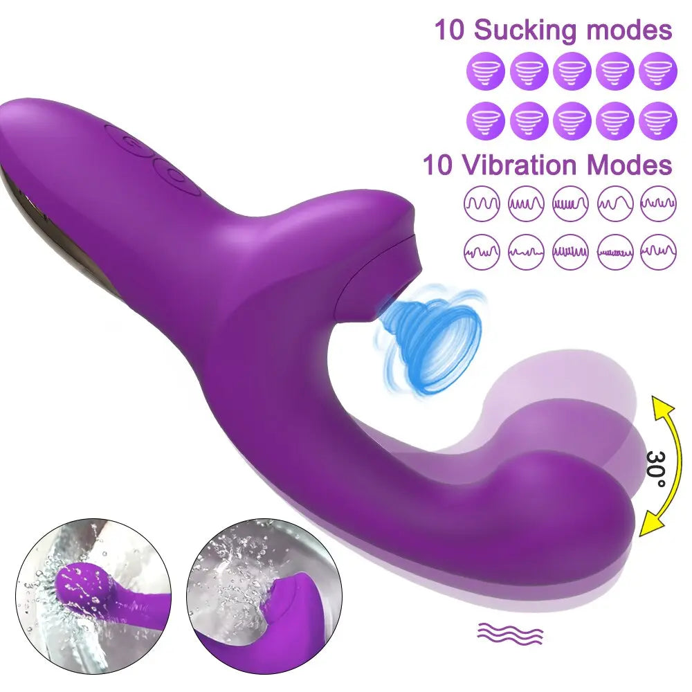 20ความเร็วที่มีประสิทธิภาพ Dildo Vibrator หญิง Clit Sucker Clitoris Stimulator เลียนแบบนิ้วมือ Wiggling เซ็กซ์ทอยสำหรับสตรี thai-adult
