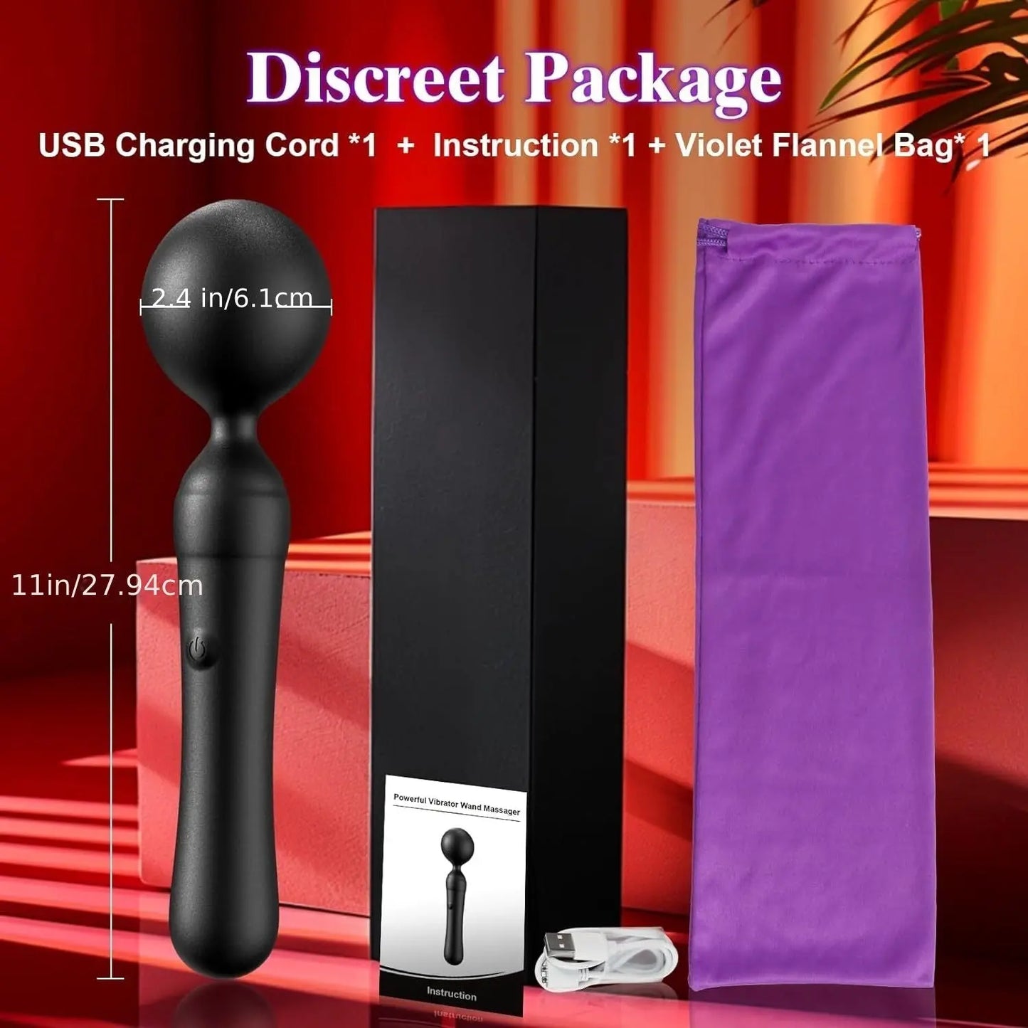 AV Wand Vibrator Handheld Magic Cordless Massager. Full Silicone Waterproof Vibrator Women Sex Toys for Clitoral Nipple Massage. Rechargeable Quiet Powerful Adult Sex Toys & Games for Couple Pleasure - buysextoyth