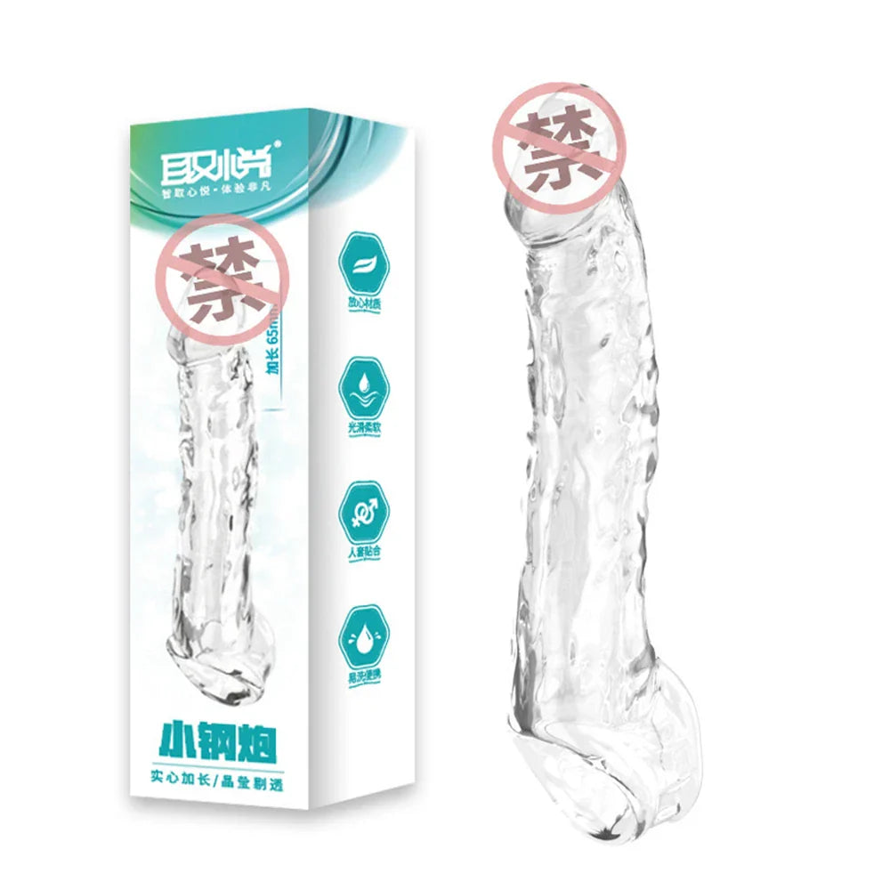 25CM Large Penis Extension Sleeve Reusable Soft and Stretchable Delayed Ejaculation Condoms Male Dildo Extender Male Sex Toys - buysextoyth