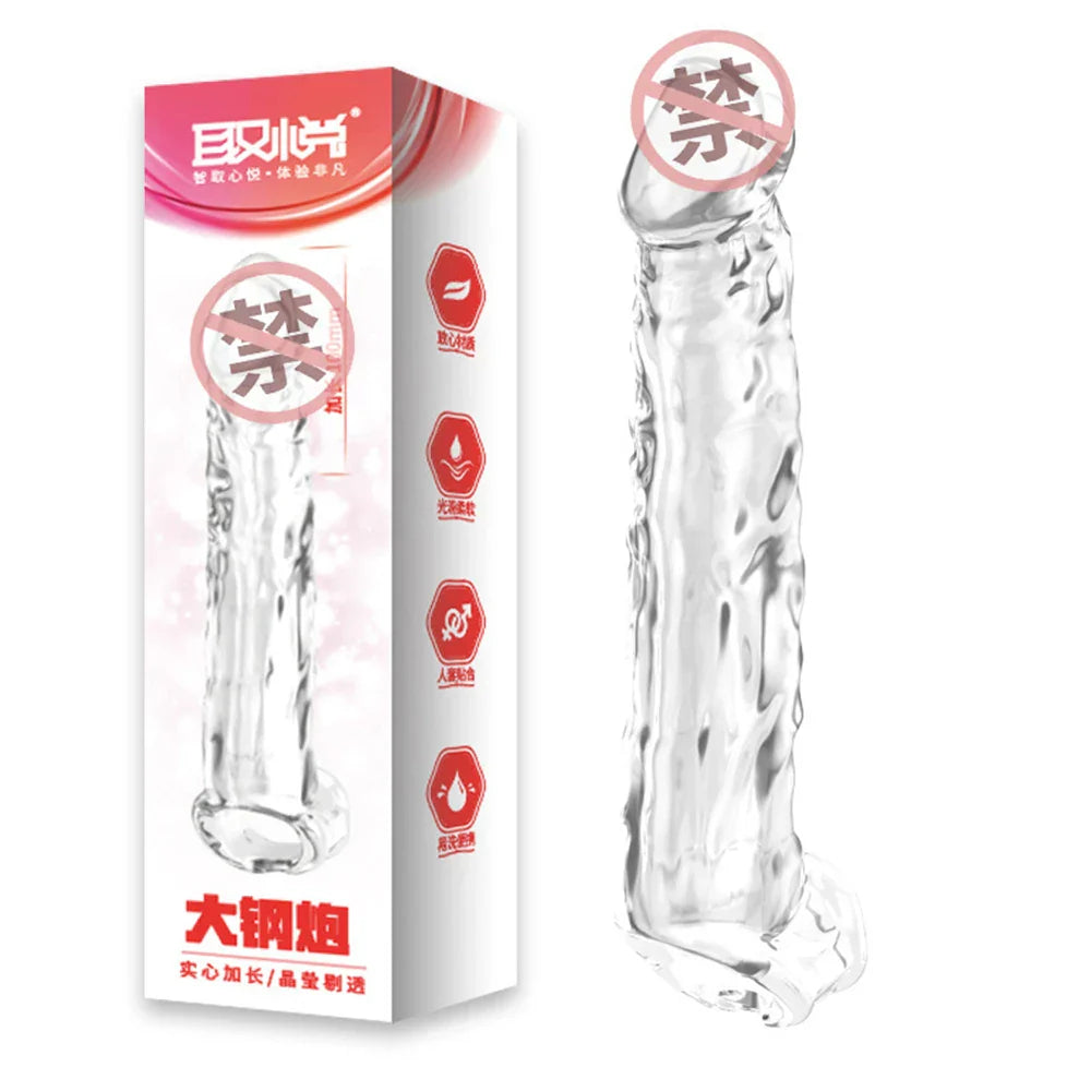 25CM Large Penis Extension Sleeve Reusable Soft and Stretchable Delayed Ejaculation Condoms Male Dildo Extender Male Sex Toys - buysextoyth