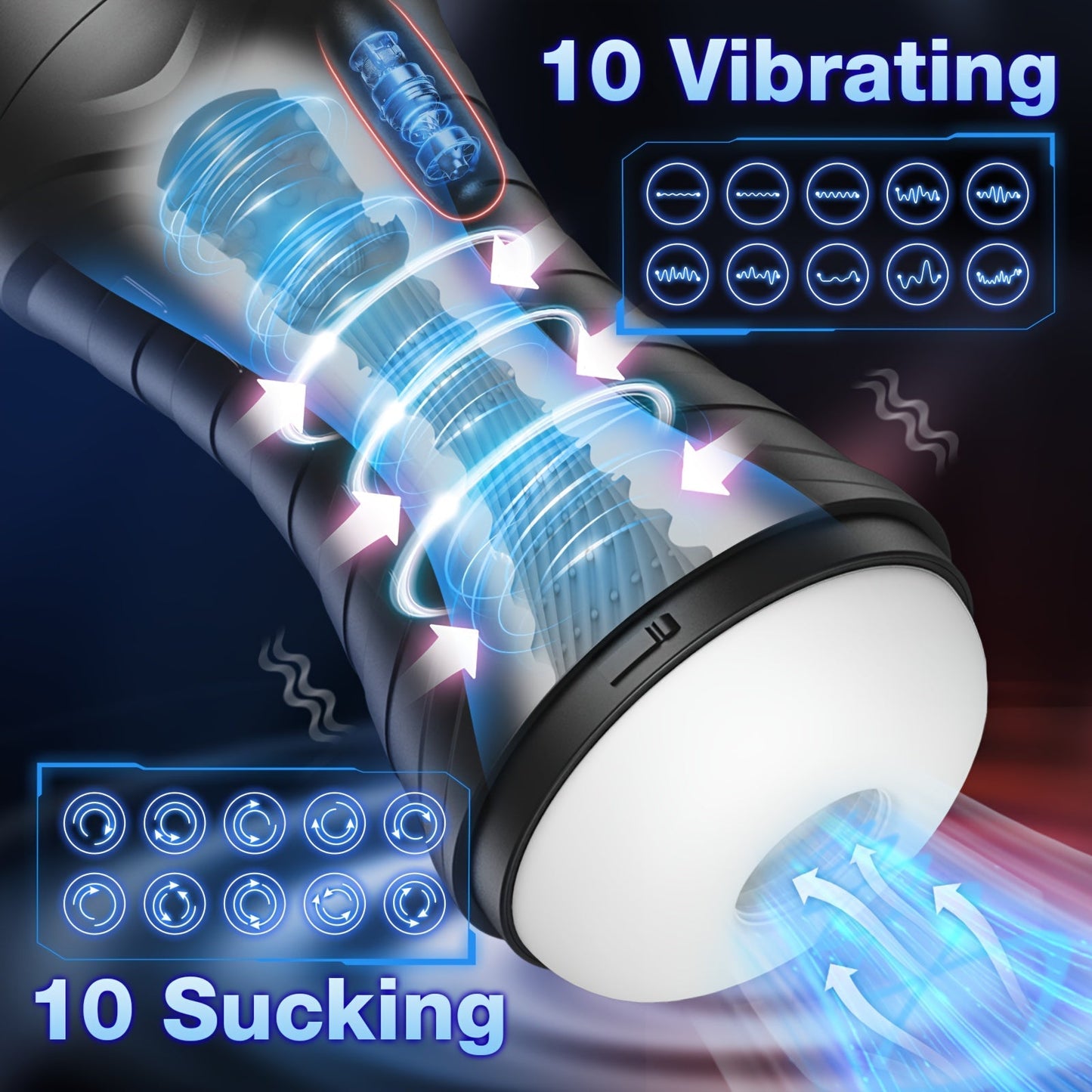 Sucking Male Masturbator Sex Toys - Bszone Upgraded Male Sex Toy Automatic Male Masturbators Cup with 10 Vibration & Suction Modes Adult Toys. Mens Penis Pump Stroker Pocket Pussy with 3D Textured - buysextoyth