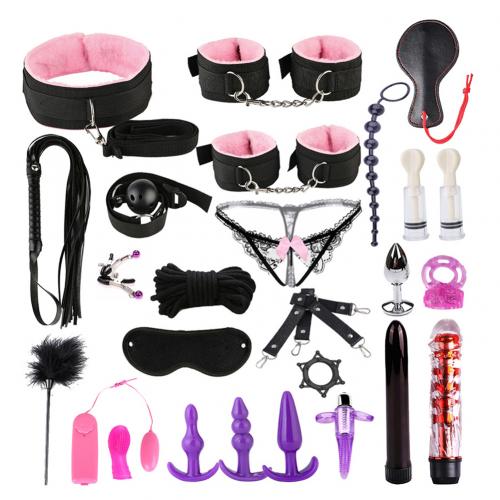 26Pcs Sexy Lace-up Briefs Bondage Handcuffs Blindfold Couple Sex Toys Tool Kit BDSM Bondage Set Flirting Toys for Couple Slave - buysextoyth