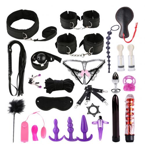 26Pcs Sexy Lace-up Briefs Bondage Handcuffs Blindfold Couple Sex Toys Tool Kit BDSM Bondage Set Flirting Toys for Couple Slave - buysextoyth