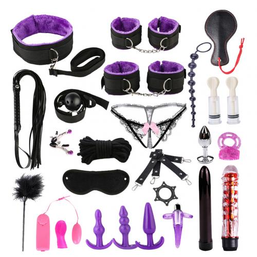 26Pcs Sexy Lace-up Briefs Bondage Handcuffs Blindfold Couple Sex Toys Tool Kit BDSM Bondage Set Flirting Toys for Couple Slave - buysextoyth