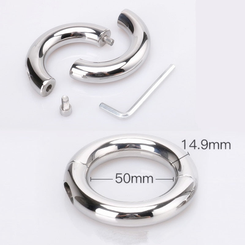 28-50mm Stainless Steel Penis Ring Scrotum Pendant Ball Stretcher Penis Enhancer Restraint Metal Cock Ring Sex Aid Toys for Men - buysextoyth