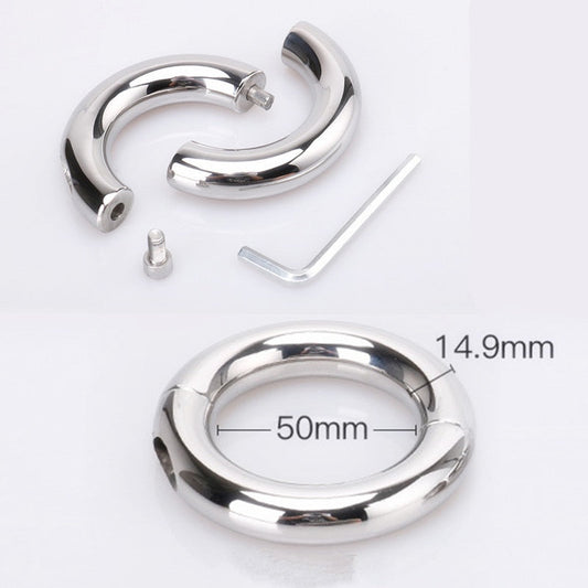 28-50mm Stainless Steel Penis Ring Scrotum Pendant Ball Stretcher Penis Enhancer Restraint Metal Cock Ring Sex Aid Toys for Men - buysextoyth
