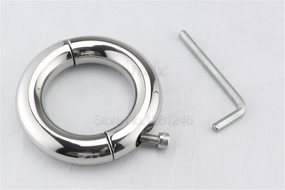 28-50mm Stainless Steel Penis Ring Scrotum Pendant Ball Stretcher Penis Enhancer Restraint Metal Cock Ring Sex Aid Toys for Men - buysextoyth