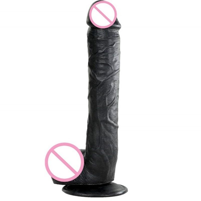 28*5CM Super Huge Black Dildos Strapon Thick Giant Realistic Dildo Anal Butt with Suction Cup Big Soft Penis Sex Toy for Women - buysextoyth