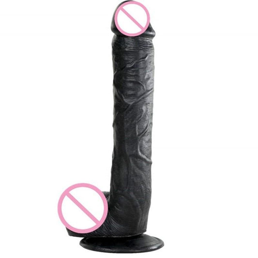 28*5CM Super Huge Black Dildos Strapon Thick Giant Realistic Dildo Anal Butt with Suction Cup Big Soft Penis Sex Toy for Women - buysextoyth