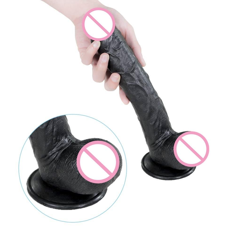 28*5CM Super Huge Black Dildos Strapon Thick Giant Realistic Dildo Anal Butt with Suction Cup Big Soft Penis Sex Toy for Women - buysextoyth