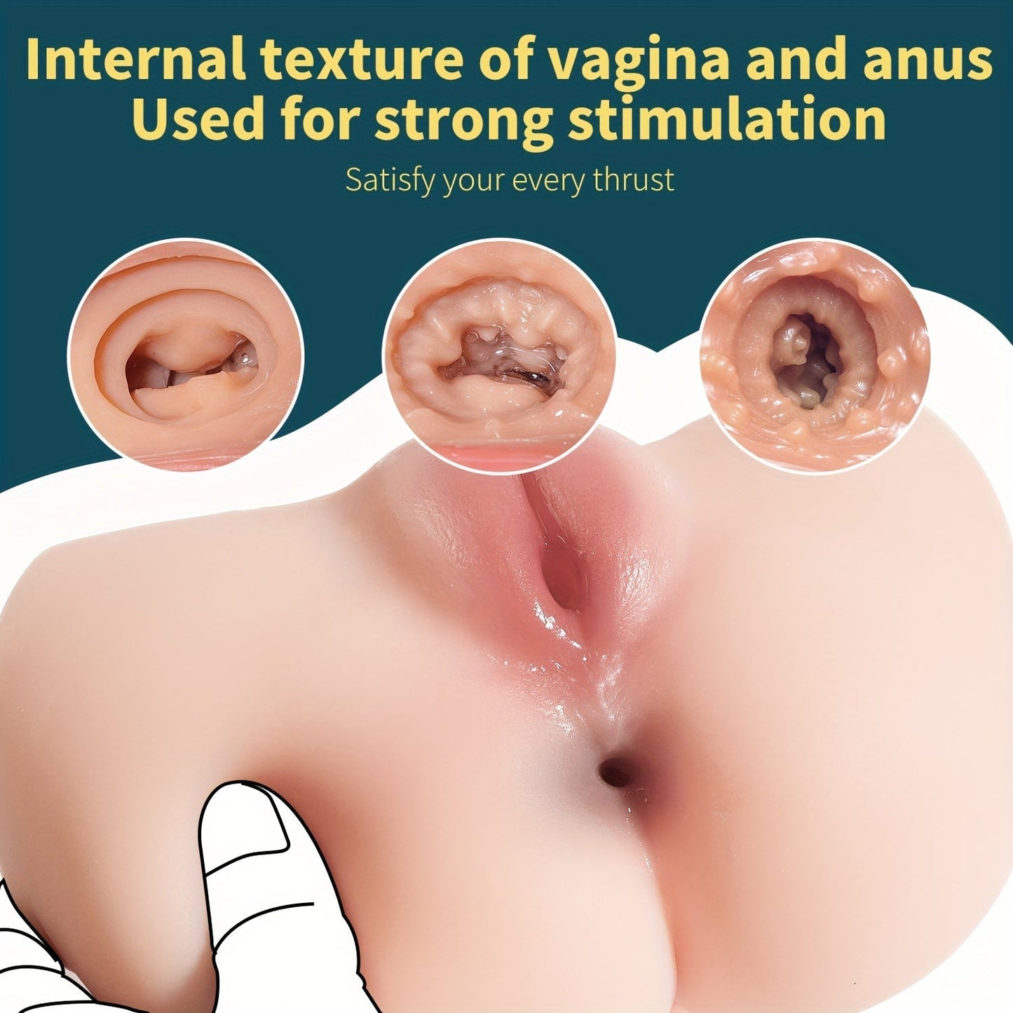Realistic 1.8kg Male Anus Self-Pleasure Toy: TPE Material. 3D Textured Channels. 7.28 Length. 3.33 Width. No Battery Required - buysextoyth
