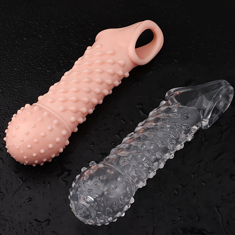 2pcs Penis Enhancer Sleeves with Stretch G-Spot Stimulation - Reusable Cock Ring & Nozzle for Men's Sexual Pleasure Sex Toy For Men Masturbating Sex Toy For Men Anal - buysextoyth