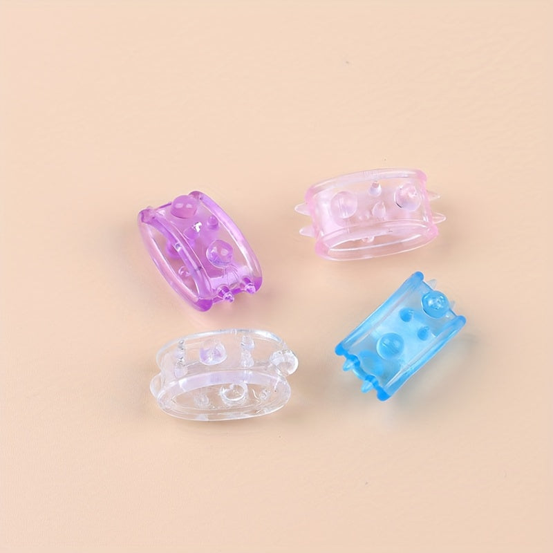 4pcs TPE Soft Penis Locking Ring Couple Sex Toys Transparent Crystal Ring Sperm Retention Barbed Penis Ring Adult Products - buysextoyth