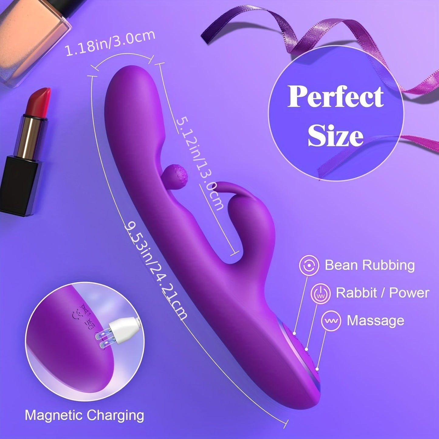 G Spot Vibrator Sex Toys-3 In 1 Adult Sex Toys With 10 Rubbing & 7 Vibrating & 7 Massaging. Clitoral Stimulator Dildo Rabbit Vibrators Women Sex Toy For Female And Couples Pleasure. Violet - buysextoyth