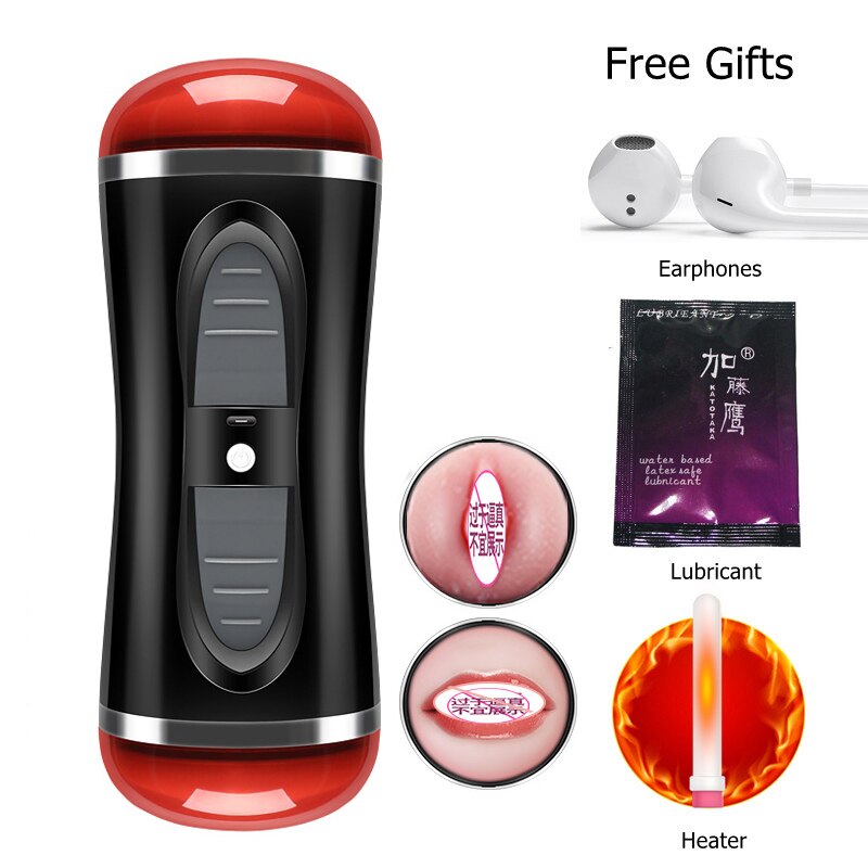 เพศของเล่นสำหรับผู้ชาย2in1อัตโนมัติชาย Masturbator คัพ Dual Channel สั่นจริงช่องคลอดช่องปากปากดูดพ็อกเก็ตหีอมควย - buysextoyth