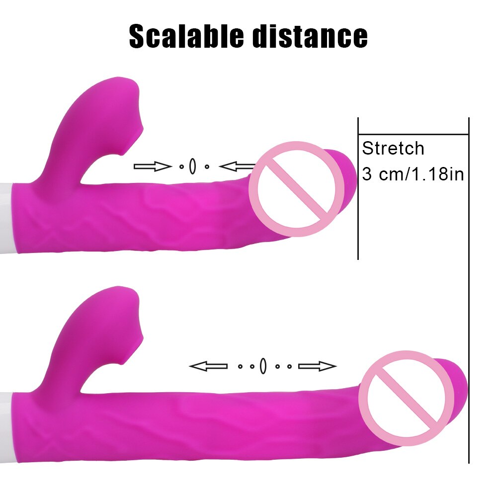 3 In 1 Heating Rabbit Vibrator Telescopic Rotating Dildo Clitoris Sucking Vagina G Spot Stimulate Vibrators Sex Toys for Women - buysextoyth
