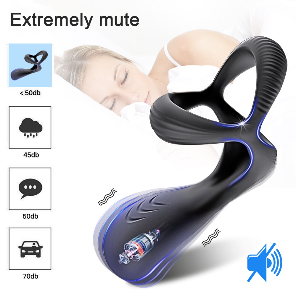 3 In 1 Vibrating Cock Ring Male Vibrator Penis Ring Delay Ejaculation Cockring Perineum Stimulator Sex Toys for Men Adult Goods - buysextoyth