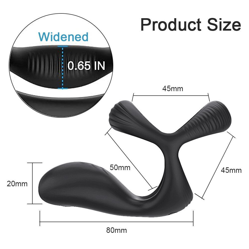 3 In 1 Vibrating Cock Ring Male Vibrator Penis Ring Delay Ejaculation Cockring Perineum Stimulator Sex Toys for Men Adult Goods - buysextoyth