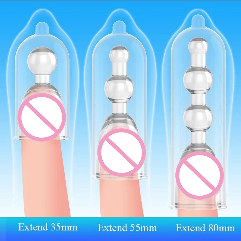 3 Sizes Reusable Lengthen Penis Enlargement Extend  Penis Extension Sleeves  Extender Sex Toys for Men Bondage Gear Sex Shop - buysextoyth