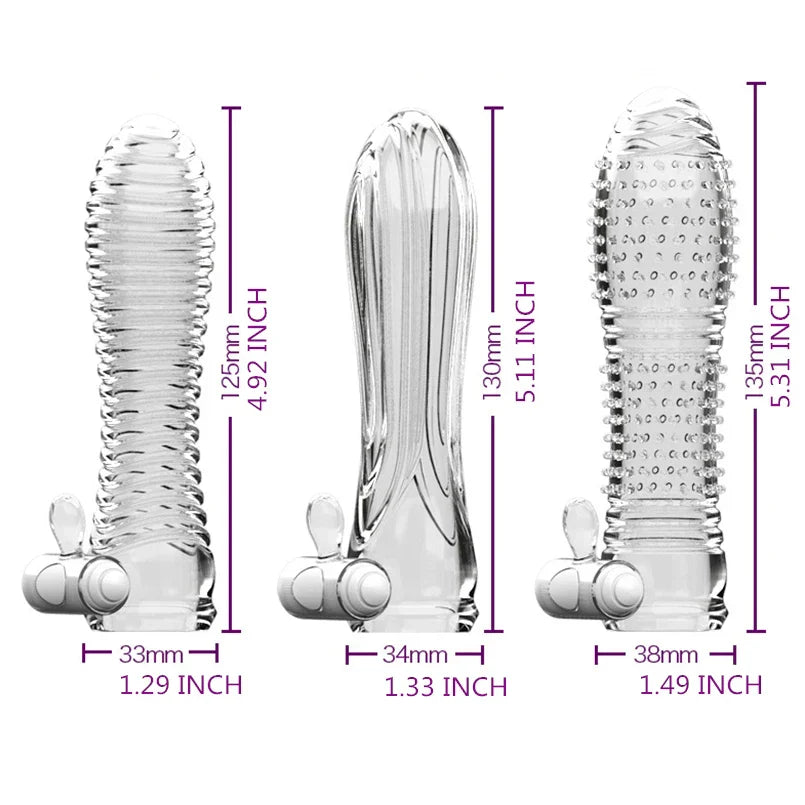 3 Types Condoms Granule Thread Wavy Line Delay Enlargement Penis Sleeve Egg Vibrator Reusable Condom Adult Sex Toys for Men - buysextoyth