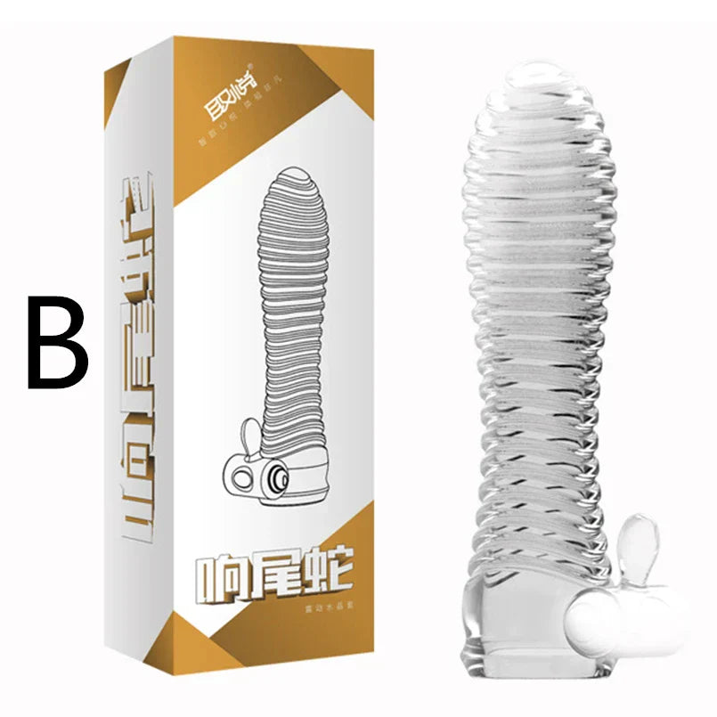 3 Types Condoms Granule Thread Wavy Line Delay Enlargement Penis Sleeve Egg Vibrator Reusable Condom Adult Sex Toys for Men - buysextoyth