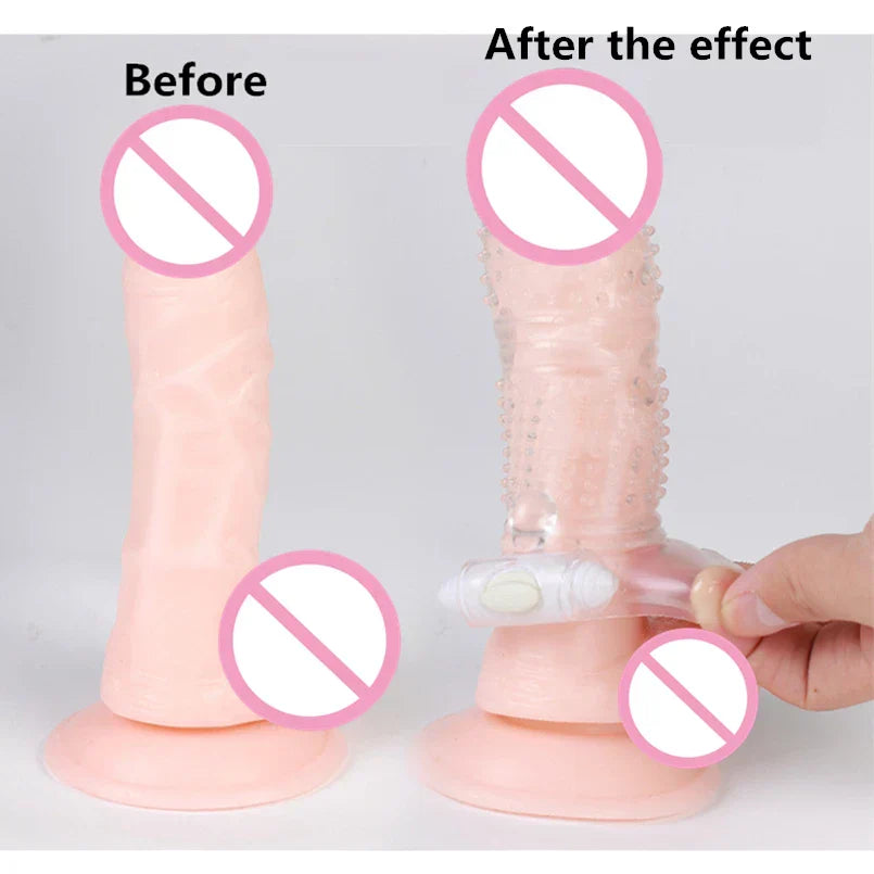 3 Types Condoms Granule Thread Wavy Line Delay Enlargement Penis Sleeve Egg Vibrator Reusable Condom Adult Sex Toys for Men - buysextoyth
