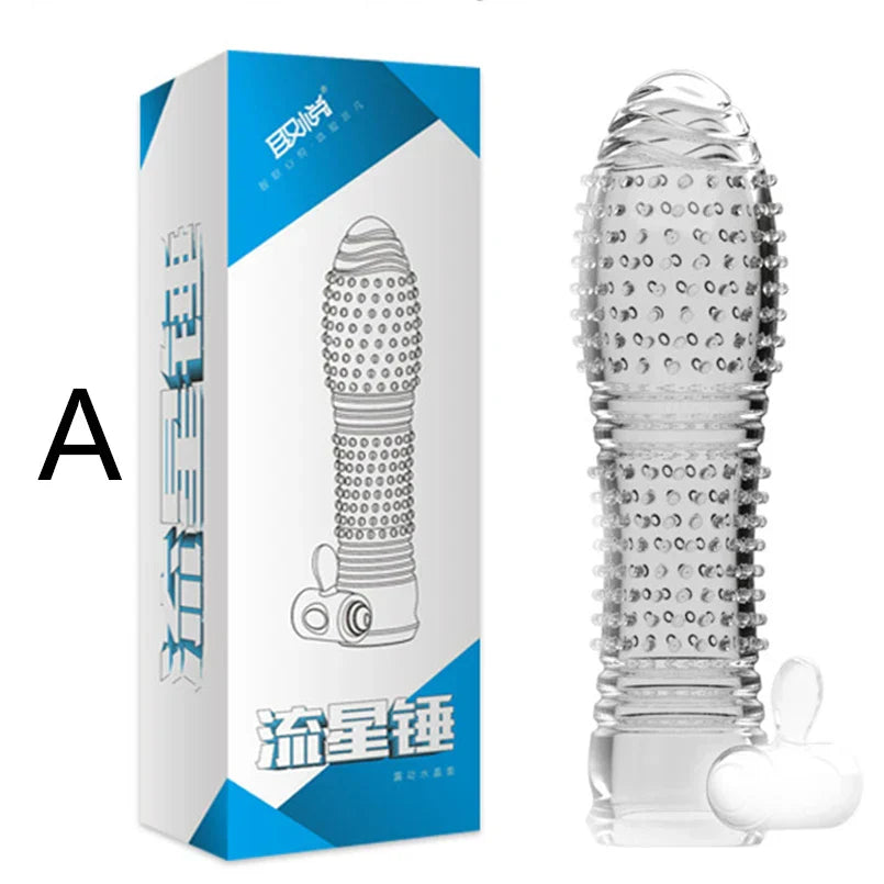 3 Types Condoms Granule Thread Wavy Line Delay Enlargement Penis Sleeve Egg Vibrator Reusable Condom Adult Sex Toys for Men - buysextoyth