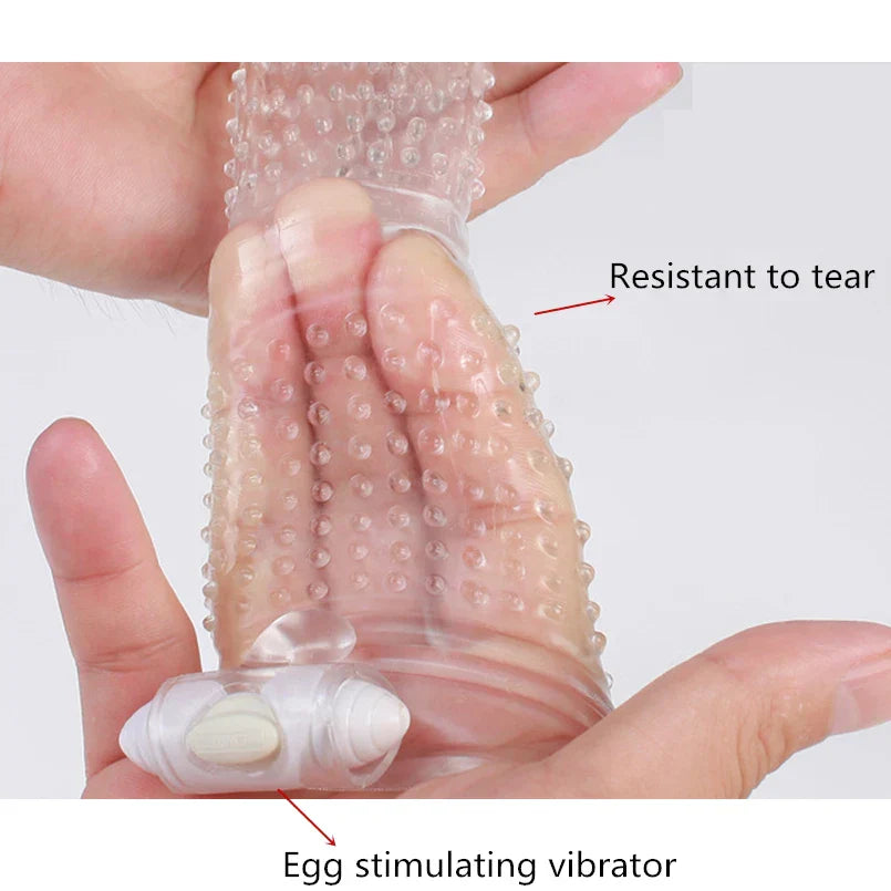 3 Types Condoms Granule Thread Wavy Line Delay Enlargement Penis Sleeve Egg Vibrator Reusable Condom Adult Sex Toys for Men - buysextoyth