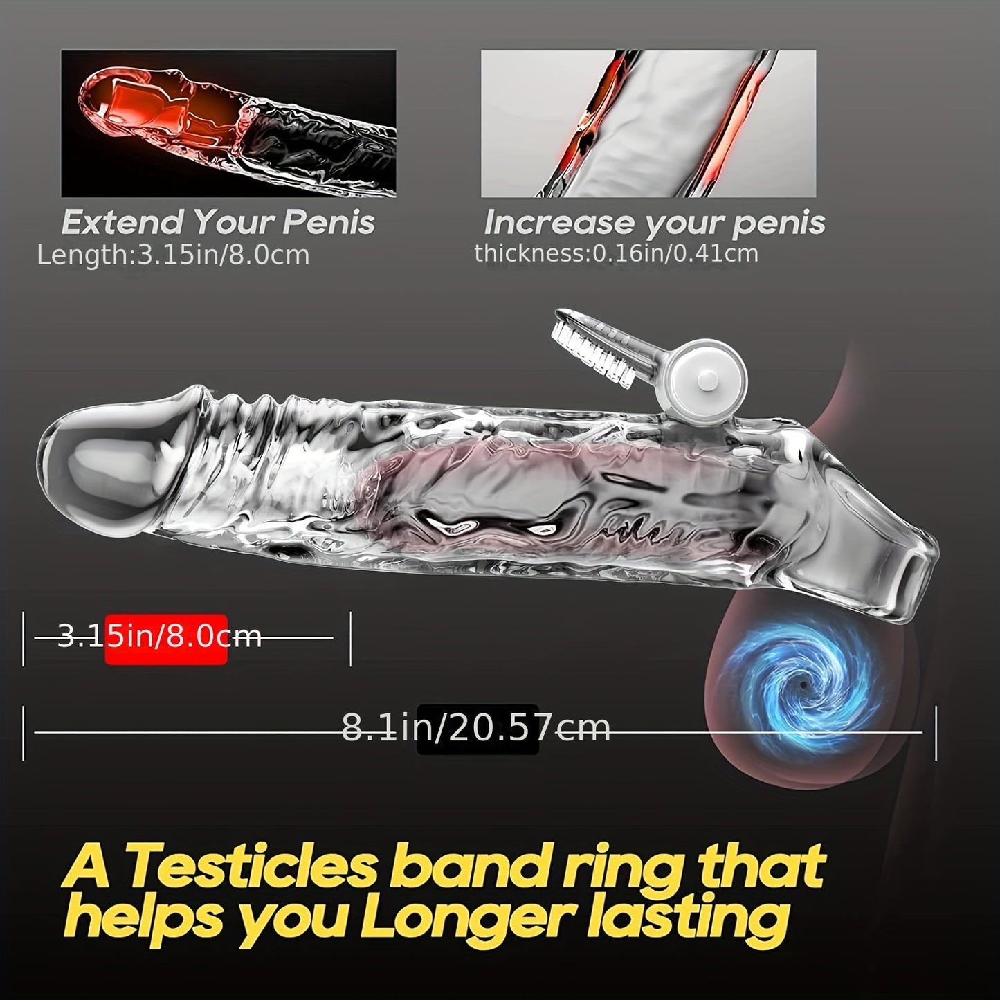 Penis Extender Sleeve Cock Sleeve with Vibrators glan clit stimulator. Penis Enlarger Vibrating Penis Sleeve Cock Ring with 10 Vibration Modes Remote Control - buysextoyth