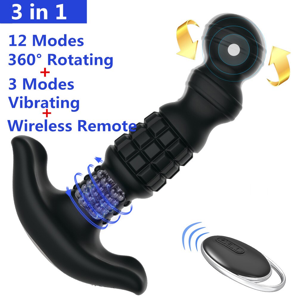360องศาหมุนไร้สาย Anal Dildo Vibrator นวด G-Spot หญิง Maturbator Dilator Big Butt Plug เพศของเล่นสำหรับผู้หญิงผู้ชาย - buysextoyth