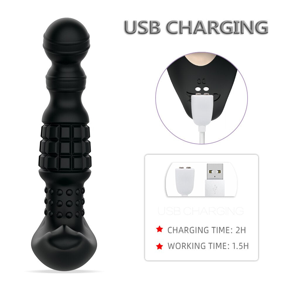 360องศาหมุนไร้สาย Anal Dildo Vibrator นวด G-Spot หญิง Maturbator Dilator Big Butt Plug เพศของเล่นสำหรับผู้หญิงผู้ชาย - buysextoyth
