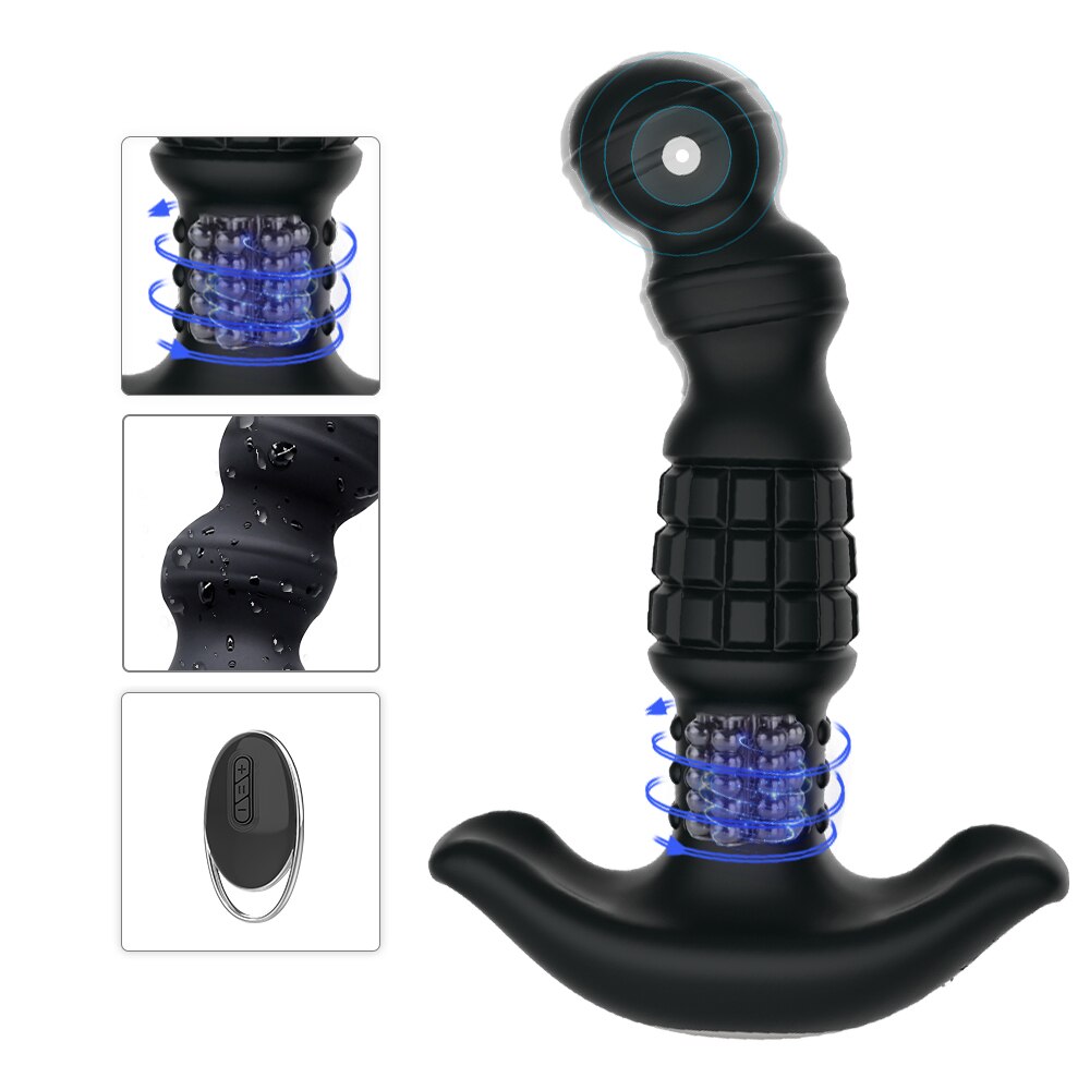 360องศาหมุนไร้สาย Anal Dildo Vibrator นวด G-Spot หญิง Maturbator Dilator Big Butt Plug เพศของเล่นสำหรับผู้หญิงผู้ชาย - buysextoyth